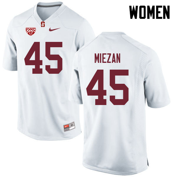 Women #45 Ricky Miezan Stanford Cardinal College Football Jerseys Sale-White - Click Image to Close